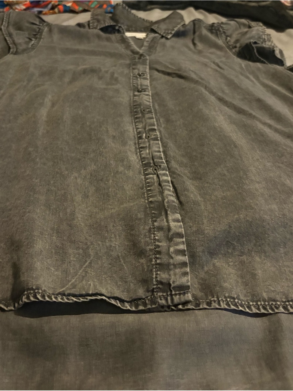 Washed Black Button-Front Shirt